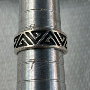 Sterling Silver and Black Geometric Ring by Teme